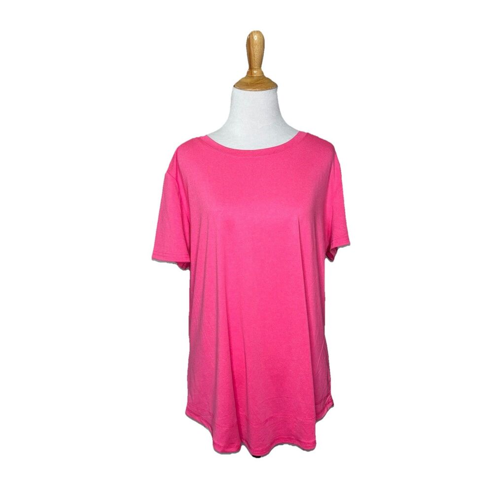 Xieerduo Pink Exercise Running Short Sleeve Loose Fit Yoga Shirt Top Size XL